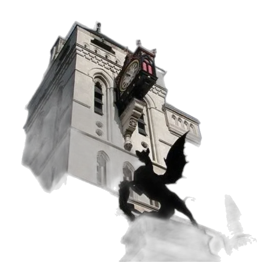 dragon, building, concept art, fantasy art, 3d render, photorealistic, fog, city street transparent PNG cut-out