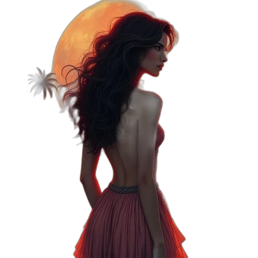 dress, fantasy art, concept art, comic book art transparent PNG cut-out