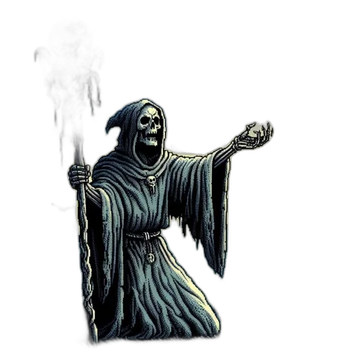 staff, dress, weapon, creature, concept art, pixel art, fantasy art, comic book art transparent PNG cut-out