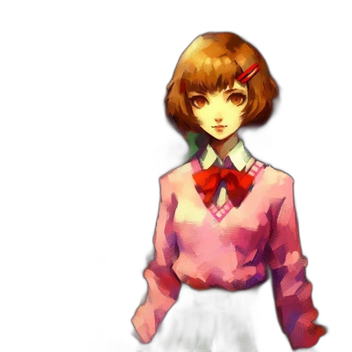 dress, staff, flower, jacket, pixel art, concept art, anime, watercolor transparent PNG cut-out