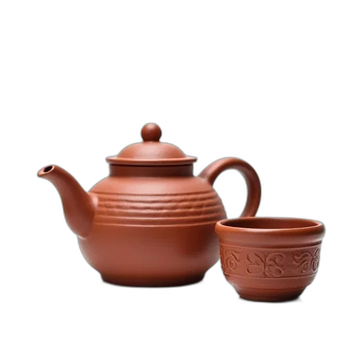 food, 3d render, photorealistic, earth tones, traditional, clay, teapot, textured transparent PNG cut-out