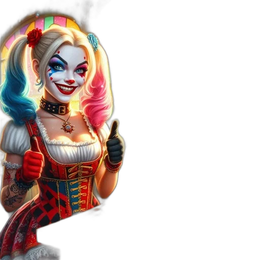 fantasy art, concept art, comic book art, eccentric, woman, joker-inspired, makeup, dines transparent PNG cut-out