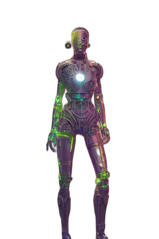 robot, staff, concept art, 3d render transparent PNG cut-out