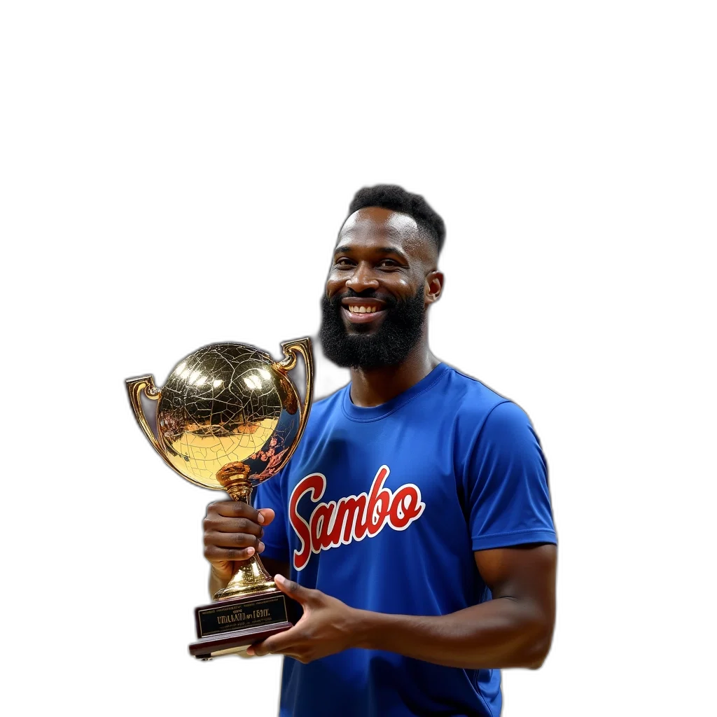 crown, animal, creature, man, beard, holding, large, trophy transparent PNG cut-out
