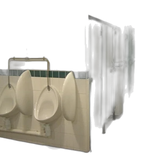 furniture, 3d render, concept art, photorealistic, earth tones, public, restroom, three transparent PNG cut-out