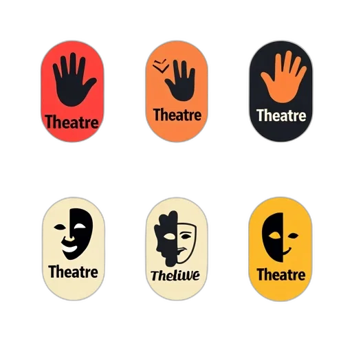 concept art, collection, six, different, logos, theater, studio, each transparent PNG cut-out