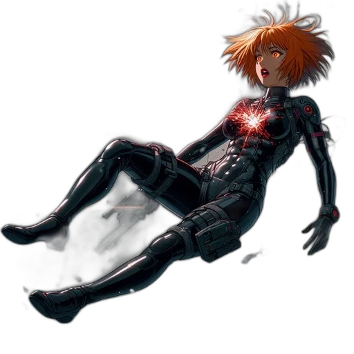 robot, creature, dress, hair, concept art, cyberpunk, 3d render, comic book art transparent PNG cut-out