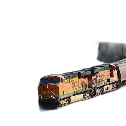 weapon, 3d render, photorealistic, concept art, bnsf, train, travels, through transparent PNG cut-out