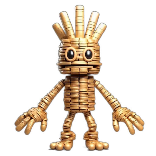 robot, crown, jewelry, staff, 3d render, concept art, pixel art, fantasy art transparent PNG cut-out