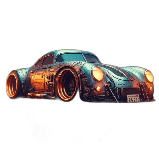 car, concept art, 3d render, photorealistic, fantasy art, sleek, futuristic, steampunk transparent PNG cut-out