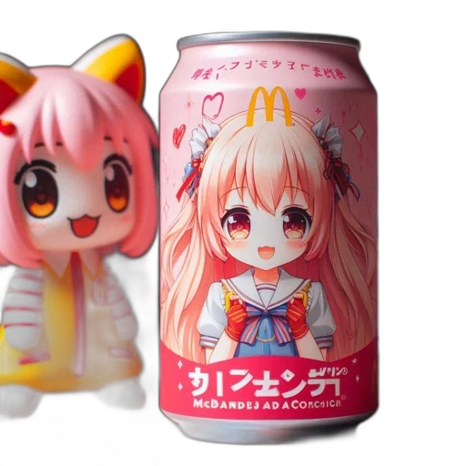 food, bottle, creature, vaporwave, 3d render, anime, photorealistic, mcdonald transparent PNG cut-out