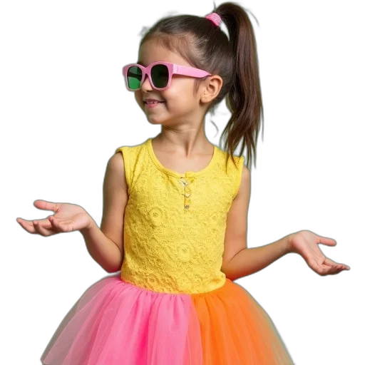 dress, 3d render, photorealistic, neon, colorful, pastel, young, girl transparent PNG cut-out