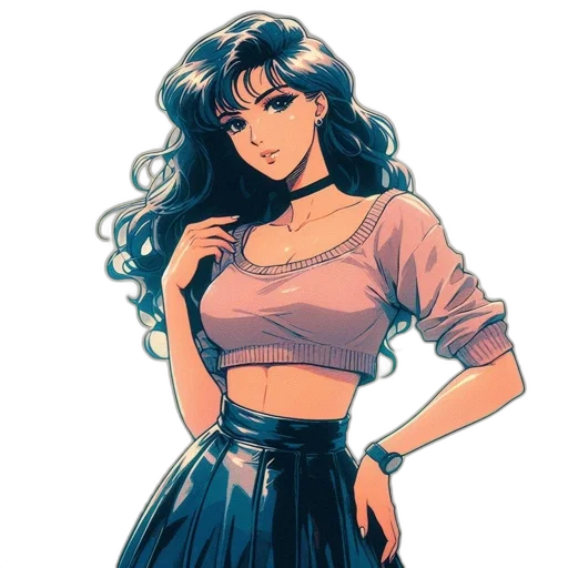 dress, comic book art, cartoon, anime, vaporwave, pastel, dark, monochrome transparent PNG cut-out