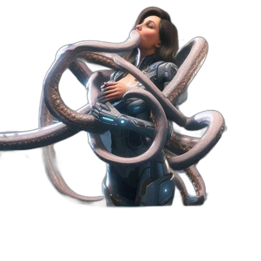 creature, animal, hair, weapon, 3d render, concept art, photorealistic, underwater transparent PNG cut-out
