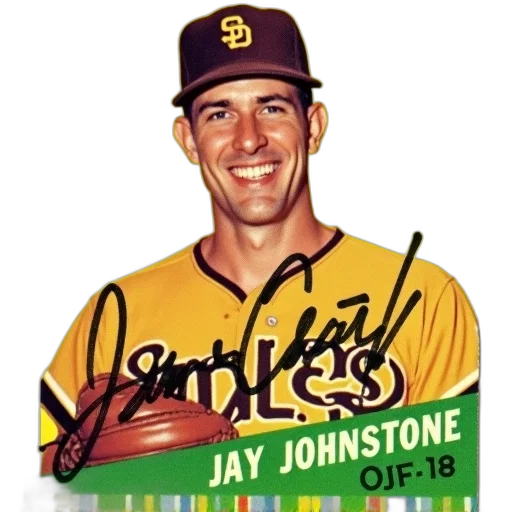 vintage, baseball, card, featuring, jay, johnstone, player, san transparent PNG cut-out