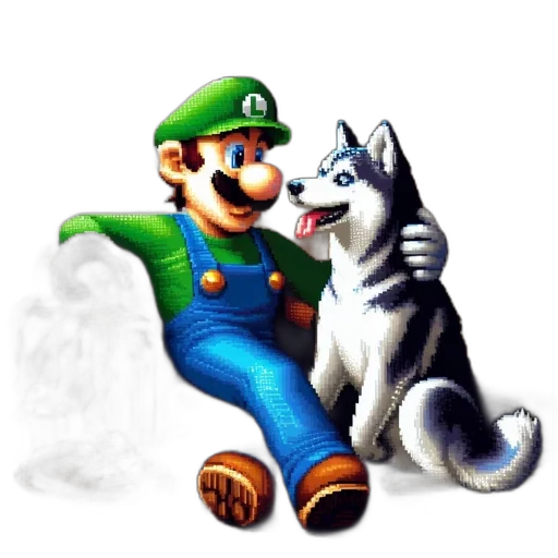 animal, staff, pixel art, concept art, cartoon, fantasy art, green, monochrome transparent PNG cut-out