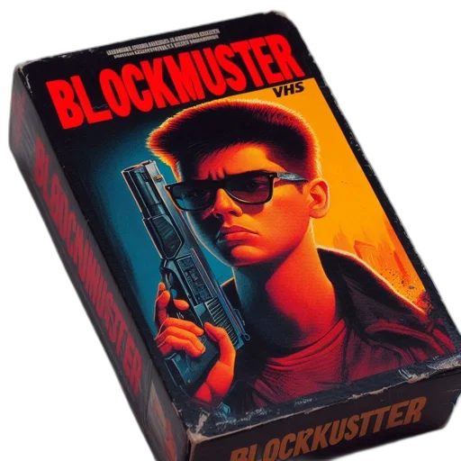 cyberpunk, concept art, vhs, box, cover, featuring, young, man transparent PNG cut-out