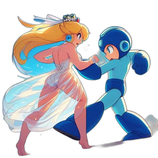 robot, dress, weapon, concept art, pixel art, anime, watercolor, underwater transparent PNG cut-out