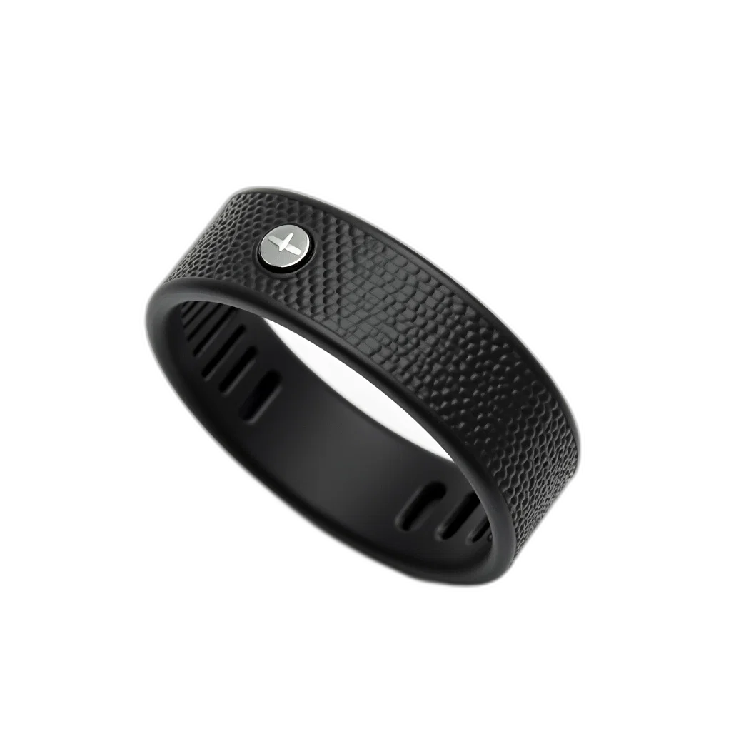 jewelry, 3d render, black, wristband, textured, surface, small, round transparent PNG cut-out