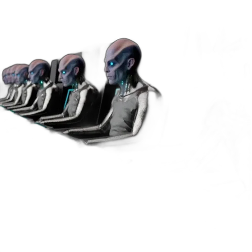 robot, car, shoes, mask, 3d render, concept art, outer space, group transparent PNG cut-out