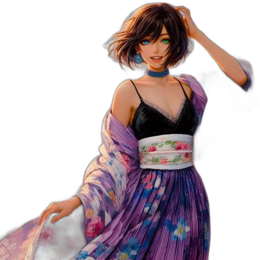 dress, concept art, fantasy art, photorealistic, oil painting, colorful, pastel, blue transparent PNG cut-out