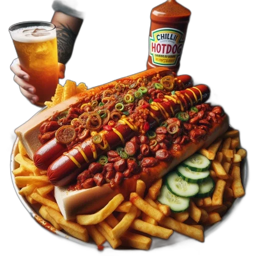 food, crown, photorealistic, 3d render, person, arm, tattoos, holds transparent PNG cut-out