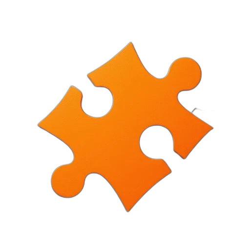 3d render, orange, puzzle, piece transparent PNG cut-out
