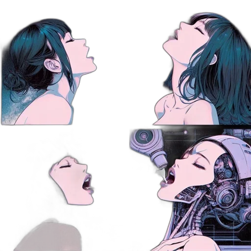 robot, mask, face, cyberpunk, comic book art, vaporwave, concept art, neon lights transparent PNG cut-out