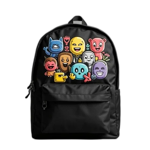 jacket, concept art, 3d render, black, backpack, colorful, graphic, design transparent PNG cut-out