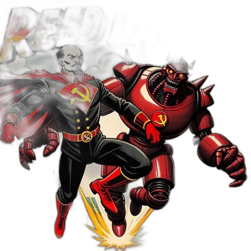 comic book art, concept art, fantasy art, 3d render, red, superhero, reed, dagon transparent PNG cut-out