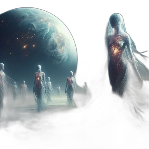 concept art, fantasy art, comic book art, 3d render, outer space, fog, underwater, night transparent PNG cut-out