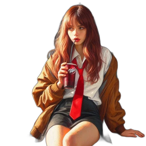 jacket, dress, photorealistic, oil painting, anime, pixel art, neon lights, red transparent PNG cut-out