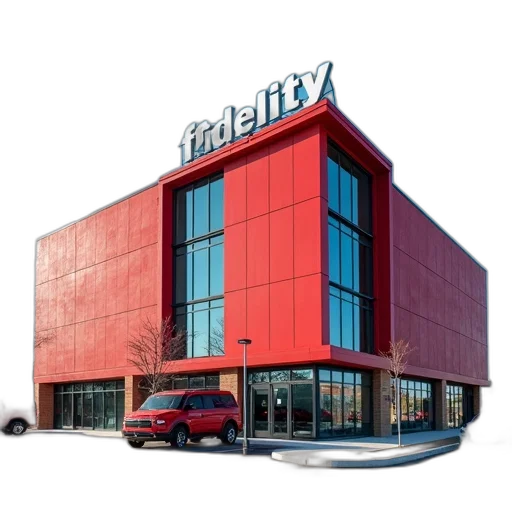 building, modern, red, large, glass, windows, flat, roof transparent PNG cut-out