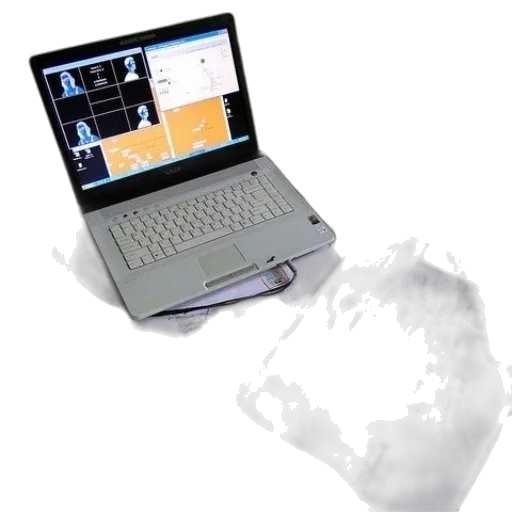 staff, robot, weapon, 3d render, laptop, video, call, screen transparent PNG cut-out