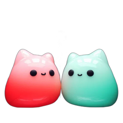 mask, 3d render, pastel, two, animated, smiling, jellyfish, characters transparent PNG cut-out