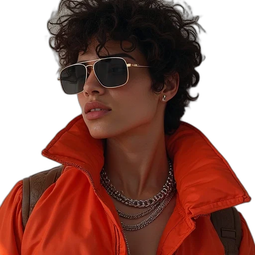 jacket, jewelry, face, staff transparent PNG cut-out