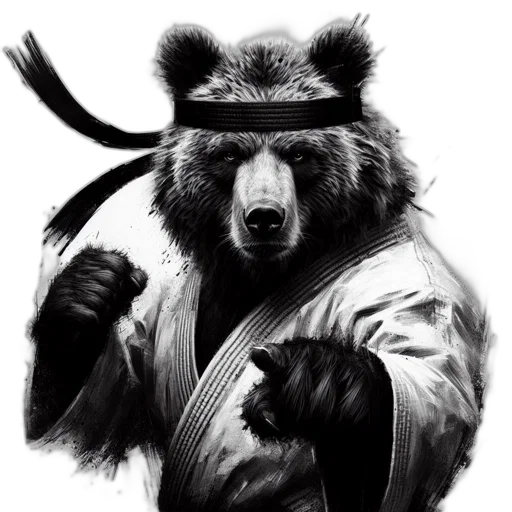 staff, concept art, photorealistic, comic book art, fantasy art, bear, dressed, martial transparent PNG cut-out