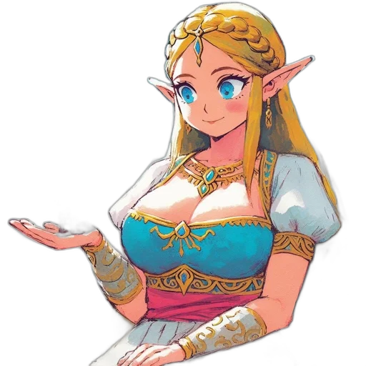dress, crown, staff, jewelry, pixel art, concept art, fantasy art, watercolor transparent PNG cut-out