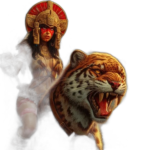 jewelry, fantasy art, concept art, pixel art, 3d render, woman, mayan, aztec transparent PNG cut-out