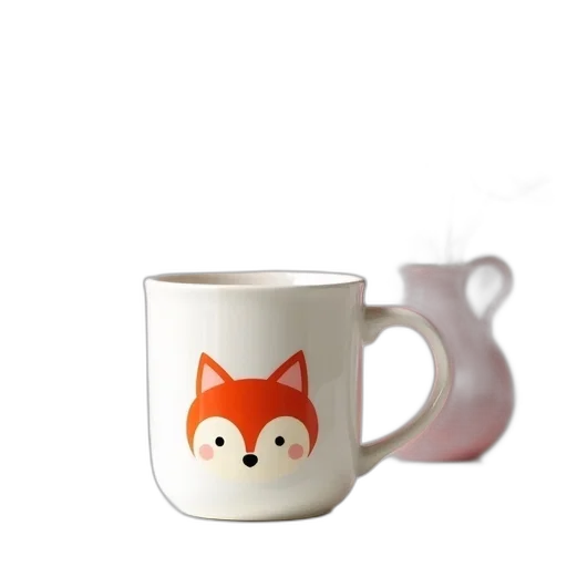 staff, animal, 3d render, photorealistic, ceramic, mug, cartoon, fox transparent PNG cut-out