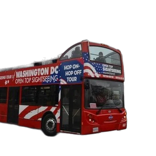3d render, photorealistic, red, double-decker, bus, washington, open, top transparent PNG cut-out