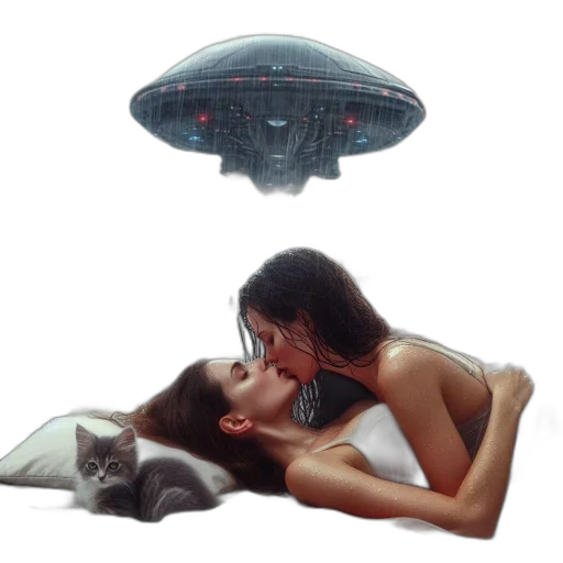 creature, concept art, pixel art, outer space, tropical, locale, two, women transparent PNG cut-out