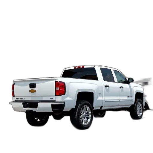 3d render, white, chevy, silverado, truck, parked, front, building transparent PNG cut-out