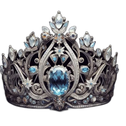 crown, jewelry, hat, photorealistic, elaborate, features, large, blue transparent PNG cut-out