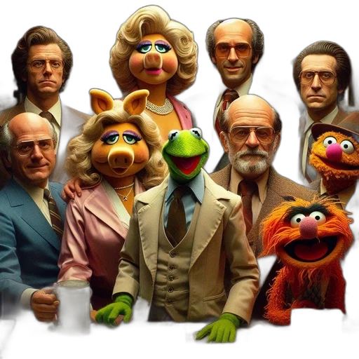 staff, mask, mix, humans, muppet, characters, gather, office-like transparent PNG cut-out