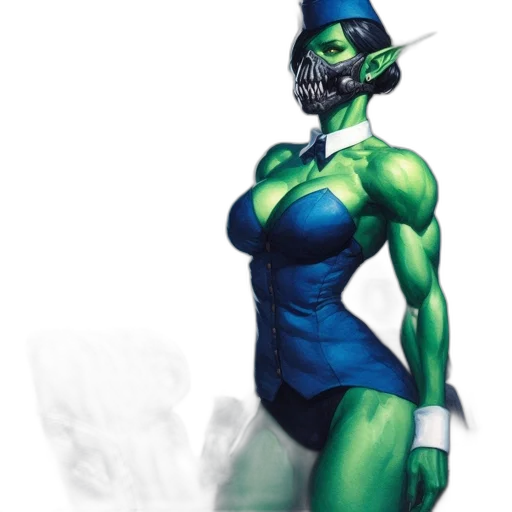 mask, robot, dress, concept art, comic book art, fantasy art, pixel art, green transparent PNG cut-out