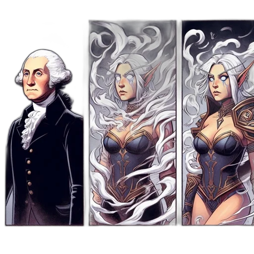comic book art, fantasy art, concept art, pixel art, fire, monochrome, dark, three transparent PNG cut-out