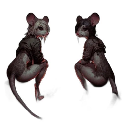 animal, creature, concept art, 3d render, photorealistic, pixel art, dark, two transparent PNG cut-out