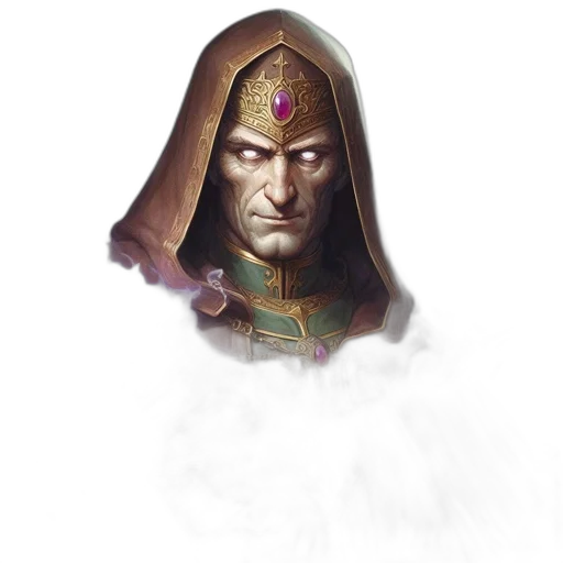 face, staff, mask, crown, concept art, fantasy art, watercolor, photorealistic transparent PNG cut-out
