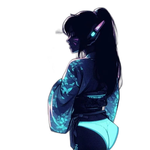jacket, robot, dress, cyberpunk, vaporwave, concept art, pixel art, neon lights transparent PNG cut-out
